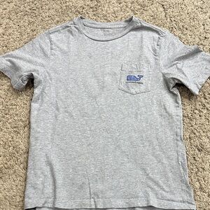 Vineyard Vines Kids Light Gray Tee with Blue Logo